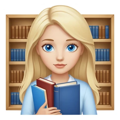 blonde hair blue eyes teacher female holding books sticker