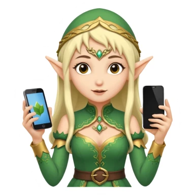elf with persion crawl custome dress and smartphone sticker
