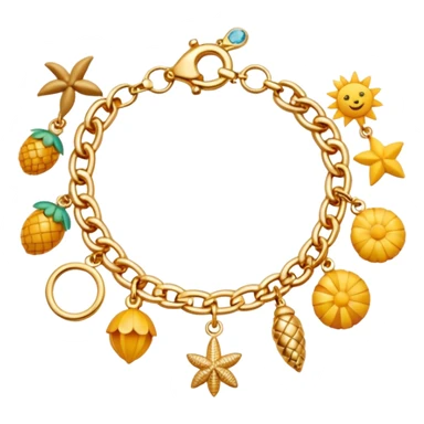 a golden bracelet with summer charms sticker