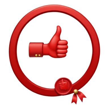 A simple emoji of a certificate document with a seal and a thumbs-up symbol, representing qualification or certification sticker
