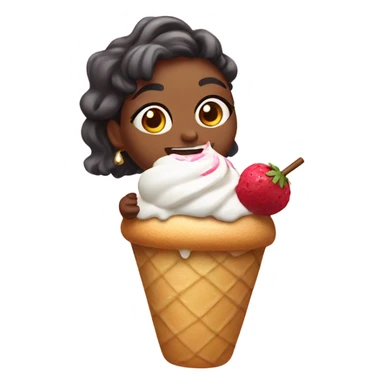 Emoji vaca Lola tomando un helado sticker