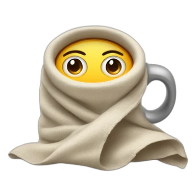 only two eyes inside a blanket and a coffee cup sticker