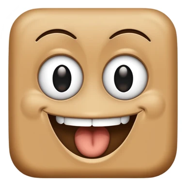 make a brown wall with 2 black eyes and a smile sticker