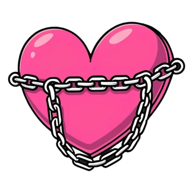 cartoon heart wrapped in chains with letters IC on it sticker