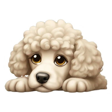 a sleepy-looking poodle puppy sticker