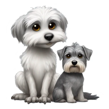 Kookaburra sitting on the back of a grey miniature Schnauzer dog  sticker
