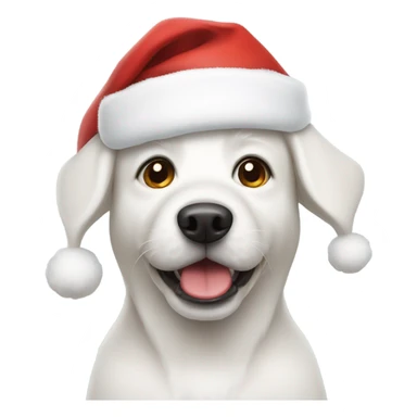 White dog wearing Santa hat sticker