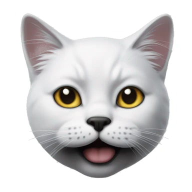 A white-haired cat with a black mustache like Chaplin's sticker