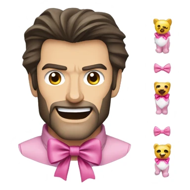 hugh jackman wolverine with pink bow sticker