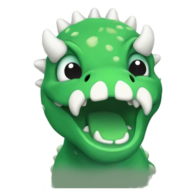 green chunky dinosaur with white horns sticker