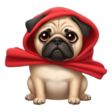 Pug with bow in a red blanket sticker