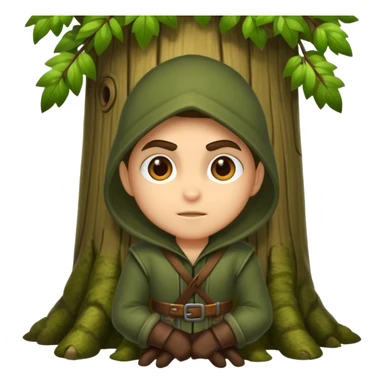 forest rogue peeking from behind tree judging sticker