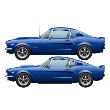 High view of dark blue 2025 Toyota 86 styled like 65 mustang sticker