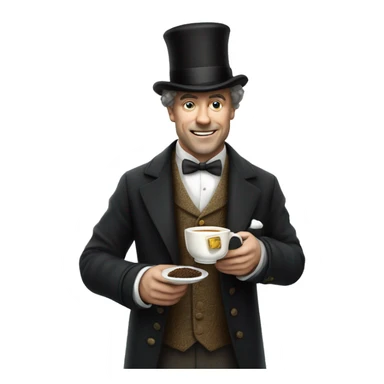 Photorealistic man A British gentleman in a monocle and a top hat with a cup of tea in his hand sticker