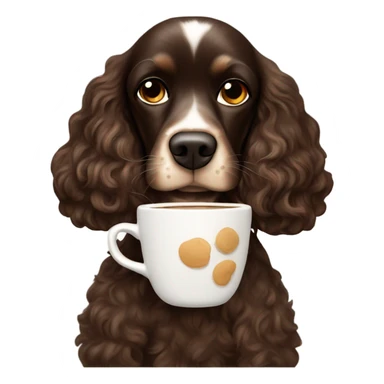 Black cocker spaniel drinking capucino sticker