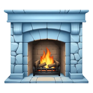 The fireplace is pale blue in color sticker