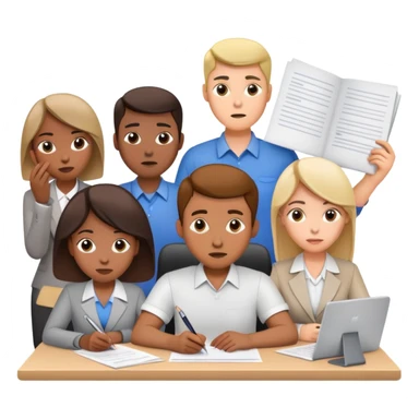 Stressed group of people working at desk  sticker