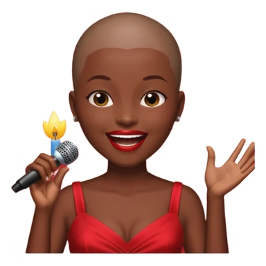 Classic mustang dark women with shaved head sing happy birthday sticker