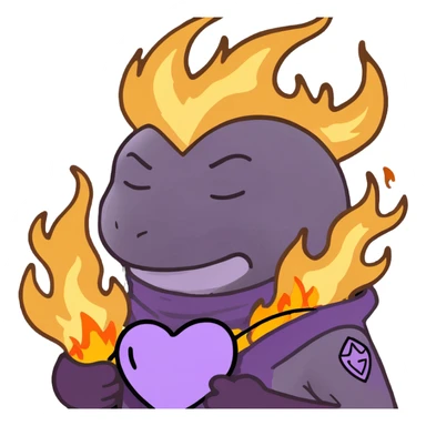 Purple Heart with fire sticker