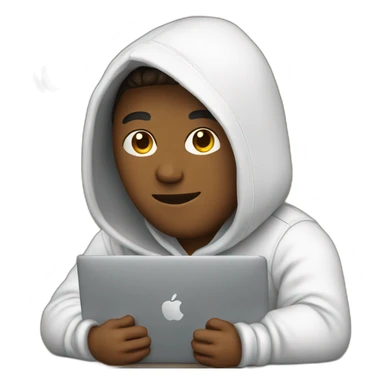 White developer with a hoodie coding on the macbook sticker