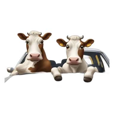Two cows chilling in a car sticker