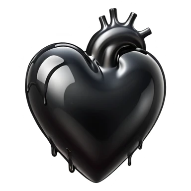 black oil heart melts sticker