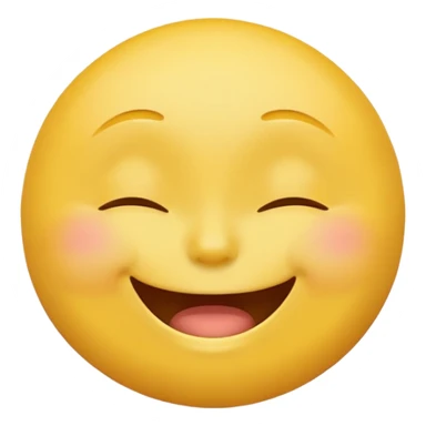 Emoji, yellow round laughing face, closed eyes sticker