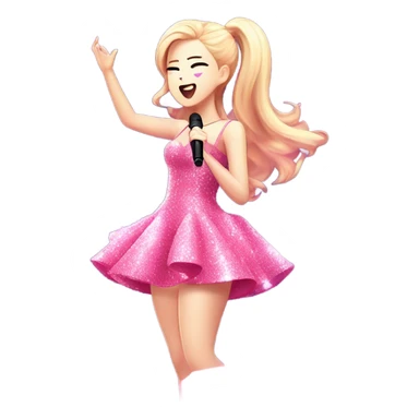 rose from blackpink singing on the concert stadium in pink sparkly dress sticker