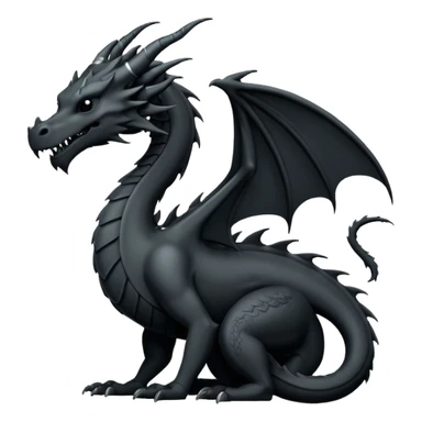 iOS sticker, minimal dragon symbol, monochrome black, dark fantasy sticker