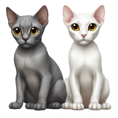 two sphinx cats one grey one white sticker