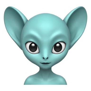 teal alien with two rounded ears and big pure black eyes sticker