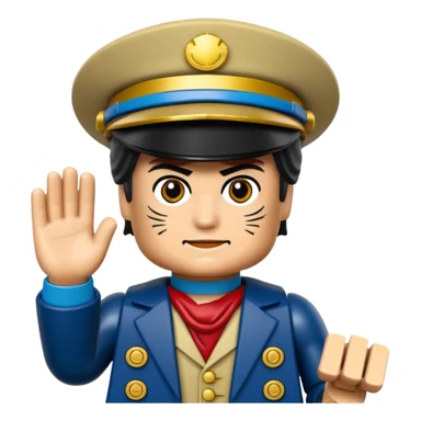 Jotaro Kujo as lego minifigure, full lego figurine view sticker