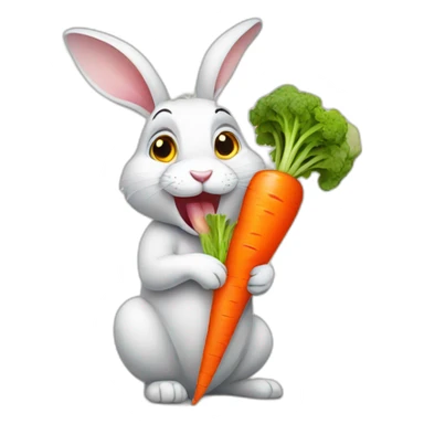 rabbit eating a carrot sticker