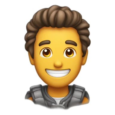 man smilling and fire sticker