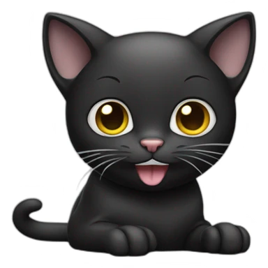 Black cat with White mouse sticker