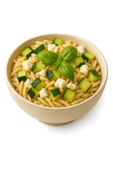 EMOJI STILE IPHONE DI bowl di Pasta di riso con zucchine, basilico e feta, iperrealistica 4k sticker