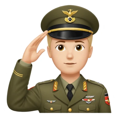Solider giving a German salute with his hand held high and straight diagonally upward viewed from the side sticker