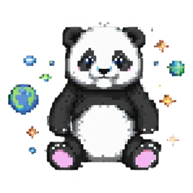 panda floating in space sticker