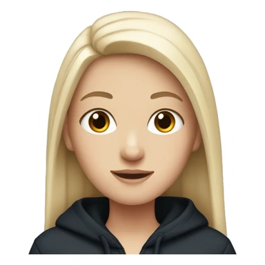 white girl with long straight dark blue hair wearing black hoodie sticker