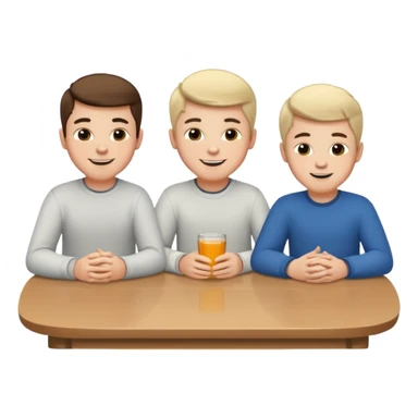 3 white boys sitting at a table sticker