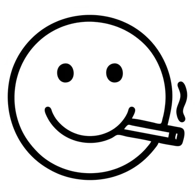 smiling emoji with a cigarette sticker