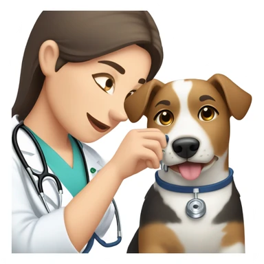 Vet nurse checking a heart rate on a dog  sticker
