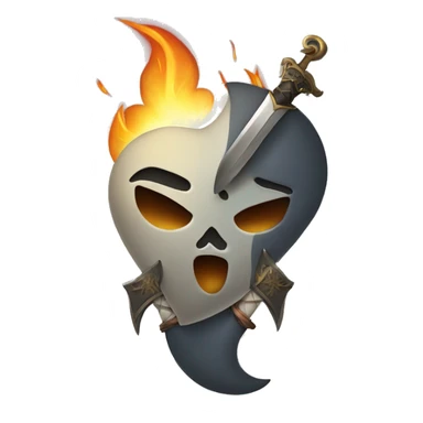 waning moon with heart and sword and flame sticker