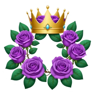 Purple rose with crown and a leaf wreath sticker