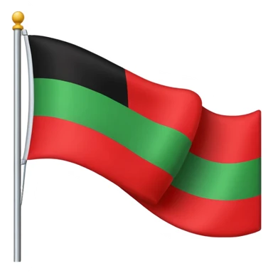 A flag with red on the top black in the middle and green on the bottom sticker
