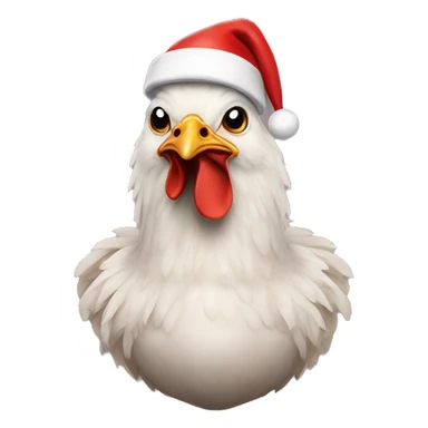 Chicken wearing santa clause hat sticker