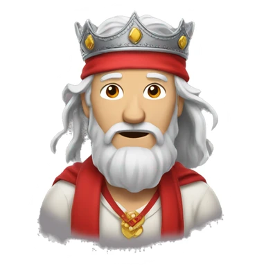 Old man with long grey hair and a red bandana around neck, wearing crown  sticker