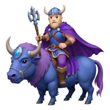 Purple Viking riding a blue bison sticker