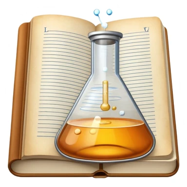 open textbook with a flask above it sticker