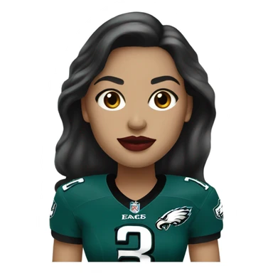  White skin female dark hair red lips wearing Philadelphia Eagles jersey sticker